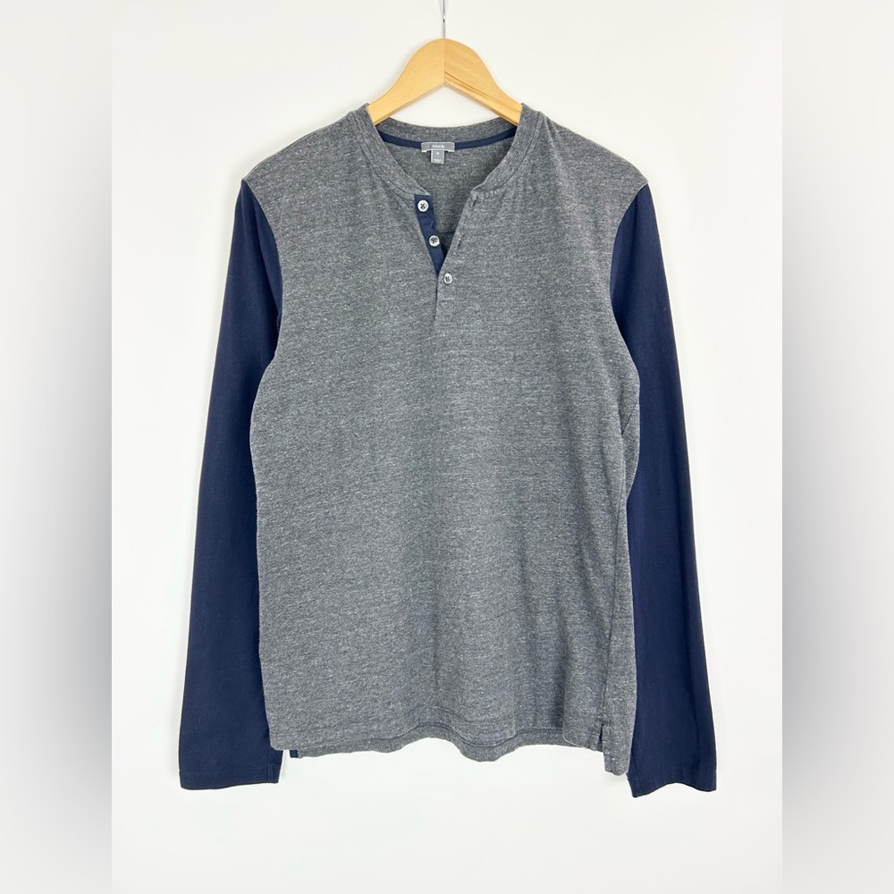 Vince Long Sleeve Henley‎ T-shirt Blue Gray Men’s Size Medium